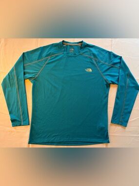 The North Face Large Mens Flashdry Teal Long Sleeve UV Sun Protection Shirt